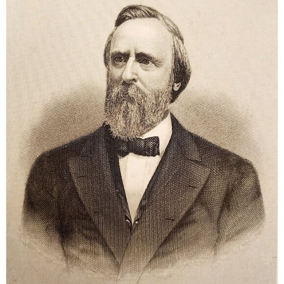 1884 President Rutherford B Hayes Steel Engraving Victorian Wellstood DWSS7 - Picture 1 of 2